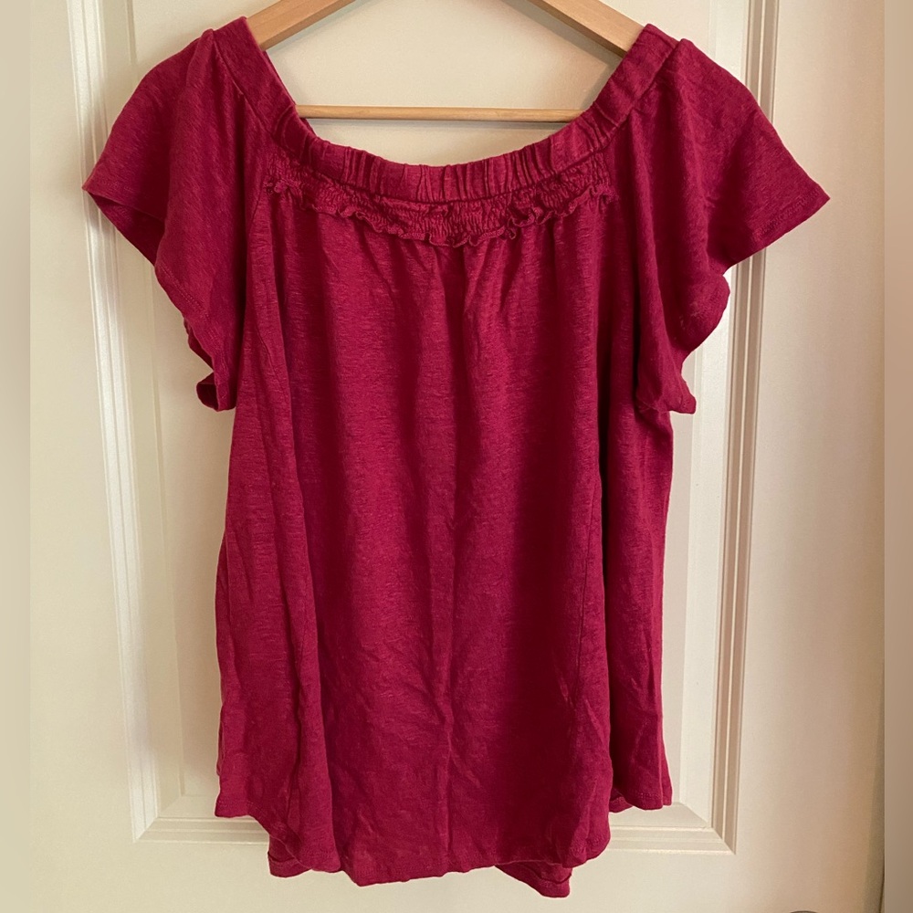 Bordeaux Linen Blouse (from Anthropology). Size L